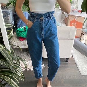 Zara paper bag elastic waist jean